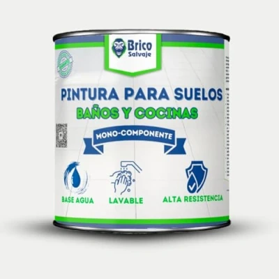 Imagen de BRICOSALVAJE Pintura para suelos Cocina y Baño SATINADO, Mono Componente, Al Agua, Fácil Aplicación (Niebla, 750 ML)