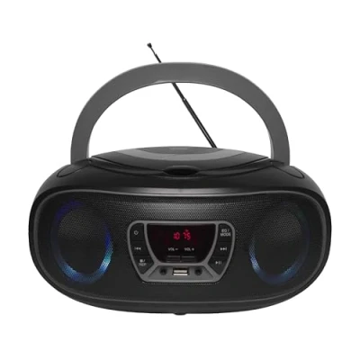 Imagen de Denver Electronics TCL 212BT GREY Reproductor de CD portátil Negro, Gris Unidad (4 W, FM, Externo, portátil, Gris, 3,5 mm)