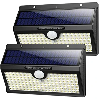 Imagen de Luz Solar Exterior, [Super Brillante 190 LED 3300 Lumens] 3600mAh 35W iPosible Gran Ángulo 270 Foco con Sensor de Movimiento Impermeable Lámpara 3 Modos para Jardín 2 Paquete
