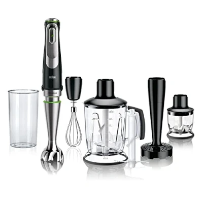 Imagen de Batidora de mano Braun Minipimer MultiQuick 9 MQ9147X, 1200 W, 3 Velocidades, 6 accesorios, Picadora, Inox