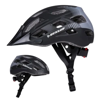 Imagen de Dunlop Casco Bicicleta, Ajustable de 58 a 61 cm,Talla L, con Iluminación LED, 3 Modos Luz, Negro