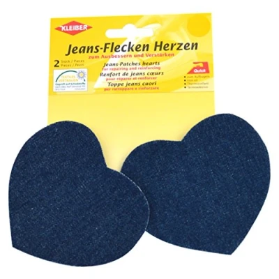 Imagen de Kleiber Parches para Pantalones Vaqueros, termoadhesivos, con Forma de corazón, Color Azul Oscuro