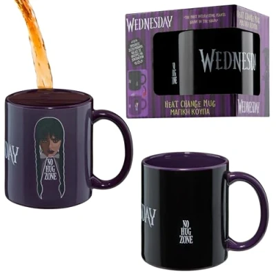 Imagen de Wednesday Taza de Cafe para 320 ml, Cerámica que Cambia Color con el Calor, Regalo Original Ella