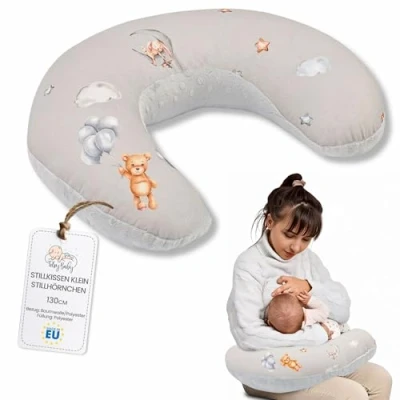 Imagen de Totsy Baby cojín de Lactancia pequeño 130 cm Minky Compacto Nursing Breastfeeding Pillow para Llevar Sueño Ositos Peluche