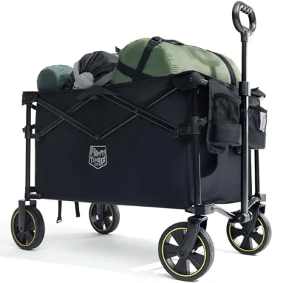 Imagen de TIMBER RIDGE Carro Camping Plegable 200L con Portavasos Mango Ajustable de Jardín para Todos los Terrenos Al Aire Libre Compras Pesca Carga MAX 100kg