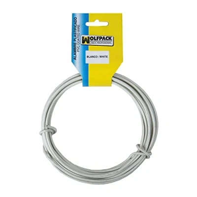 Imagen de WOLFPACK LINEA PROFESIONAL Alambre Plastificado (Rollo 25 Metros) Blanco Nº 16 / 2.7 mm.