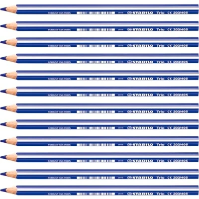 Imagen de Lápiz de Color triangular grueso STABILO Trio thick Caja con 12 unidades azul ultramar