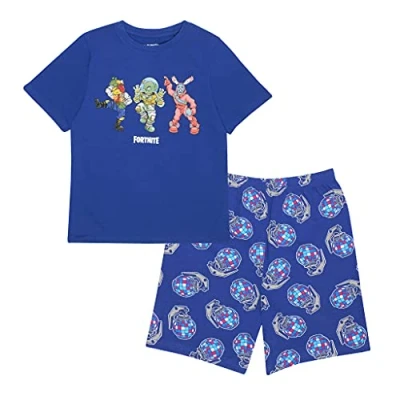 Imagen de Popgear Fortnite Beef Boss Leviathan and Rabbit Raider Conjunto de Pijama Corto para niños, Color Azul Marino, 7 8 Years