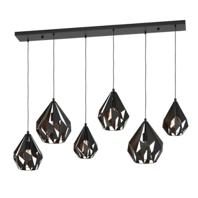 Imagen de EGLO Lámpara colgante Carlton 1, 6 luces, negro/cobre