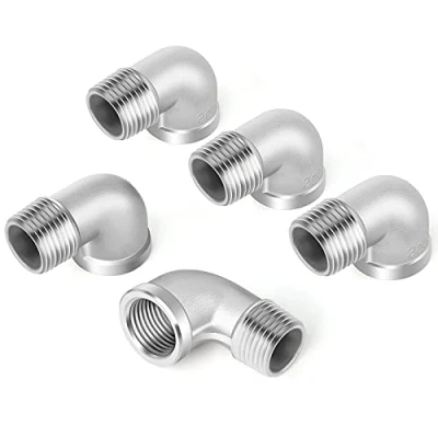 Imagen de ERGAOBOY 5 piezas 304 conectores de codo 90 grados acero inoxidable, accesorios tubería BSP macho 1/4 &quot;a 1/4&quot; hembra