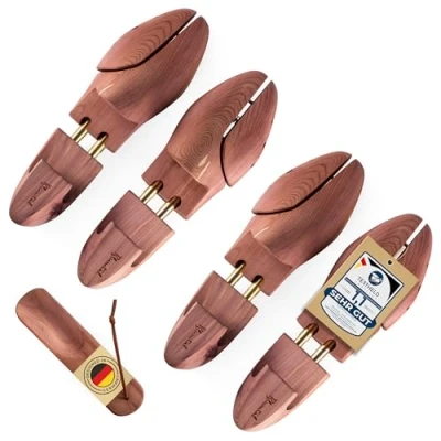 Imagen de Blumtal GANADOR DEL TEST Hormas para Zapatos Hombre y Mujer Horma Extensible Deluxe de madera cedro con calzador, Diseño Ergonómico 1, 2 o 5 Pares