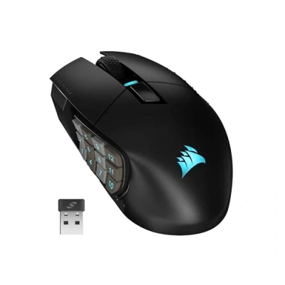 Imagen de Corsair SCIMITAR ELITE WIRELESS MMO Ratón para Juegos 26,000 DPI 16 Botones Programables Batería Hasta 150hrs Compatible con iCUE PC, PS5, PS4, Xbox Negro
