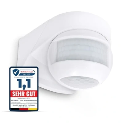 Imagen de SSC LUXon Detector de movimiento exterior KELEA IP54 para pared, techo y esquinas, sensor PIR ajustable orientable con crepuscular