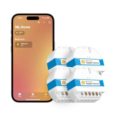 Imagen de Meross Interruptor Inteligente WiFi, de Luz Inteligente, Mini Pared, Control por Voz, Compatible con Apple HomeKit, Alexa, Google Home y SmartThings, Paquete 4
