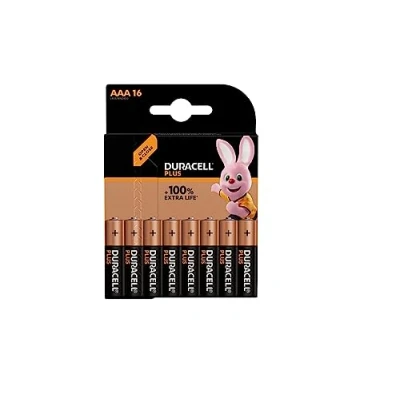 Imagen de 16 pilas Duracell AAA Plus (1 blíster de pilas) mini lápiz (LR03/MN2400)
