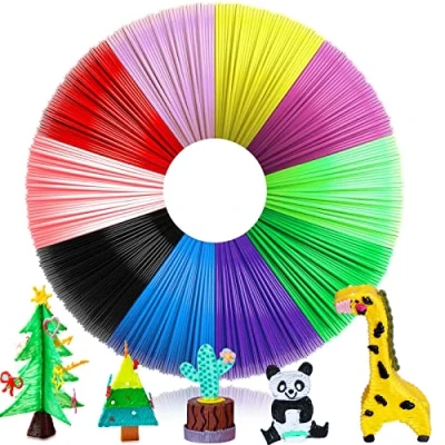 Imagen de Filamento de 3d Pluma PLA, 10 Colores 1.75 mm 5M PLA Materiales Impresión, Filamentos Lapiz 3D, Pen Refills Para Pasatiempos Creativos y Niños