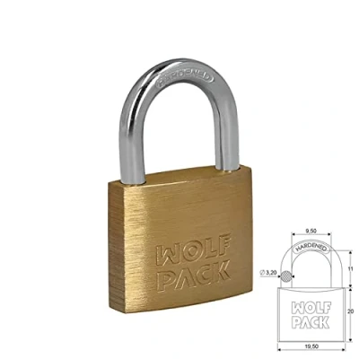 Imagen de WOLFPACK LINEA PROFESIONAL Candado Laton Arco Normal 20 mm.