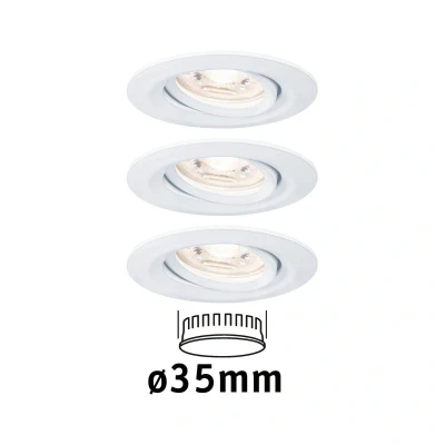 Imagen de Paulmann 94293 Luminaria empotrable Nova Mini LED Coin, set de 3, redonda, orientable 3x4 W, foco techo, blanco mate, aluminio, cálido 2700 K