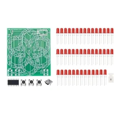 Imagen de Placa práctica de soldadura componentes, 43 LED Kit Molino viento electrónico que fluye luz DIY
