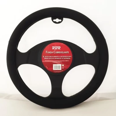Imagen de RBR Funda de Volante Universal, diseño Antideslizante, Medidas 37 39 cm diámetro, Cubre Accesorios automóvil modificación Interior Negro