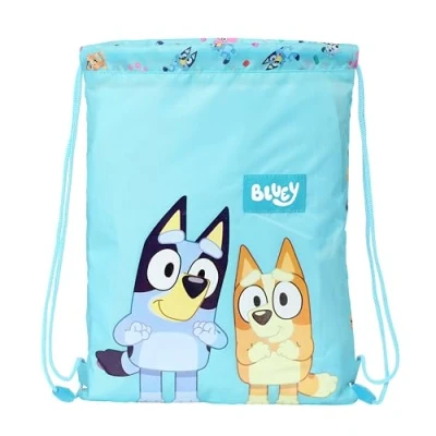 Imagen de BLUEY Mochila Saco Plano Junior, Mochila, Ideal para Niños de Diferentes Edades, Cómoda y Versátil, Calidad Resistencia, 26x34 cm, Color Celeste