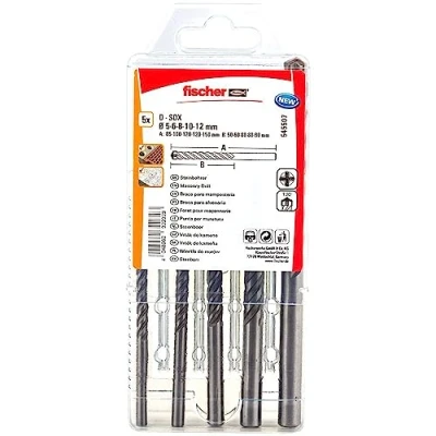 Imagen de fischer Juego de Brocas pared Quatrium, Gris, Estuche Quatrium D SDX/ 5 uds a 12 mm