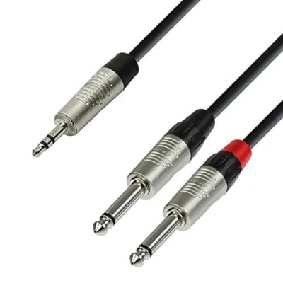 Imagen de Adam Hall Cables 4 STAR YWPP 0300 Cable de Audio REAN Minijack 3,5 mm estéreo a 2 Jacks 6,3 mono 3 m