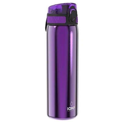 Imagen de Ion8 Botella de Agua Acero Inoxidable, 600ml, a Prueba Fugas, Fácil Abrir, Aptas para Lavavajillas, Cerradura Segura, Asa Transporte, Limpiar, Diseño en Relieve, Cebra