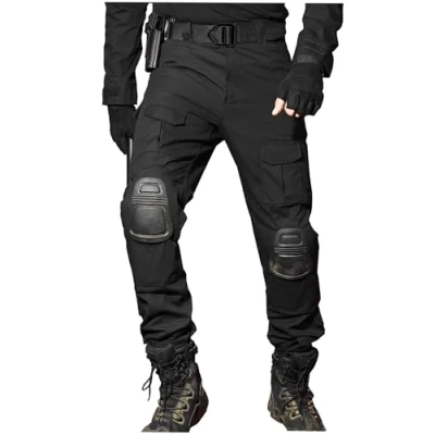 Imagen de WISEONUS Pantalones Airsoft tacticos Multibolsillo Duty Pants Paintball Shooting táctico BDU Caza Pesca con Rodilleras
