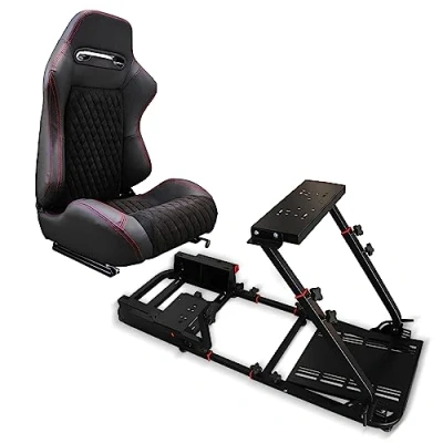 Imagen de MODAUTO Cockpit SimRacing, Soporte de Simulacion, Estructura SimRacing+Asientos Opcional, Compatible con Logitech,Fanatec,Thrustmaster.N820B+N580