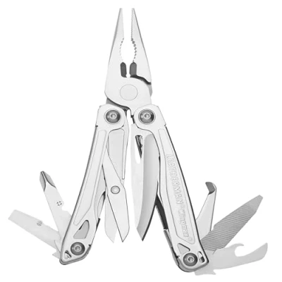 Imagen de Leatherman Wingman Multiherramienta de bricolaje hecha en EE.UU. con 14 herramientas, opción bloqueo, alicates, destornilladores y un abrebotellas, acero inoxidable una funda nylon