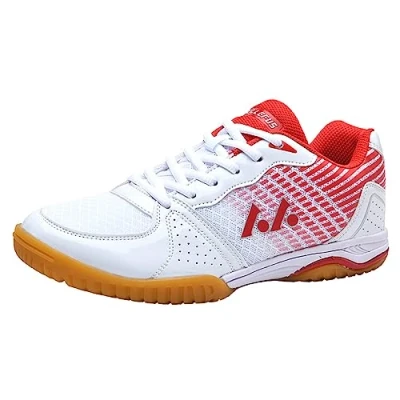 Imagen de JiuQing Zapatos De Tenis Mesa para Hombre Zapatillas Bádminton Ping Pong Entrenamiento Fitness Interiores Transpirables Fondo Suave,Rojo,45 EU