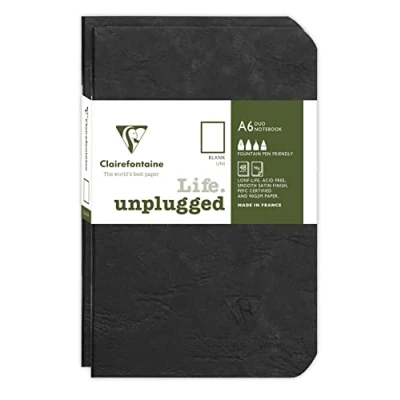 Imagen de Clairefontaine 734181C Age Bag DUO set de 2 cahiers piqués 9x14cm 96p uni noir