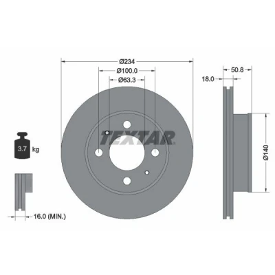 Imagen de TEXTAR PRO 92146803 Disco de freno 234 18 04/06 100 ventilación interna revestido sin perno sujeción rueda, buje rueda HYUNDAI: Atos