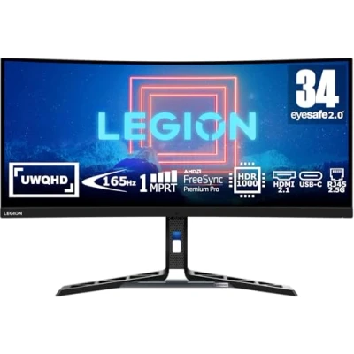 Imagen de Lenovo Legion Y34wz 30 Monitor Curvo de 34&#039;&#039; UWQHD con EyeSafe (VA, 165Hz, 1ms, HDMI+DP+USB C, FreeSync Premium Pro, Altavoces) Ajuste inclinación/Altura/Giro Negro