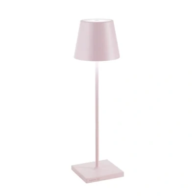 Imagen de Zafferano, Lámpara Poldina Pro, de Mesa Recargable e Inalámbrica con Control Táctil, También Adecuada como Exterior, Atenuador, 2200 3000 K, Altura 38 cm, Color Rosa