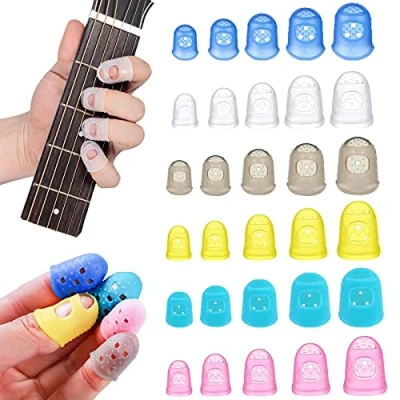 Imagen de duoyif Protectores De Dedos Musicales, Silicona Para Instrumentos Protector Guitarra, Yemas Los Dedos, Guitarra Dedo, 5 Tamaño 30 Piezas