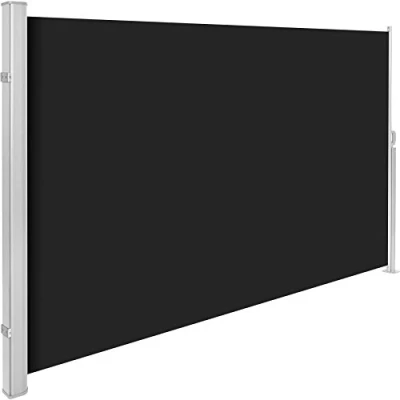 Imagen de tectake® Toldo Lateral Retráctil, Separador de Ambientes Exterior, Tela Impermeable 240g/m², Protección Solar, Viento, Privacidad, Toldos Exterior Terraza, Biombo 160x300cm Negro