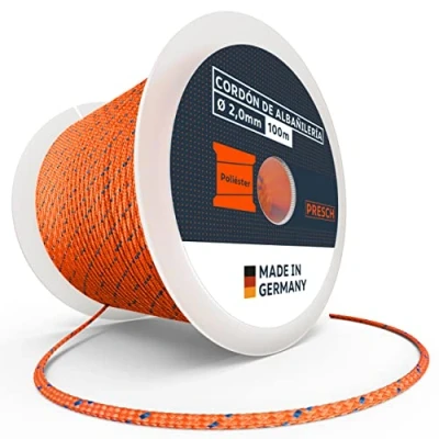 Imagen de Presch Cordel Albañil 100m ⌀2,0mm Poliéster de enderezar Resistente al desgarro y a la Intemperie con Carrete Cuerda construcción los Nudos