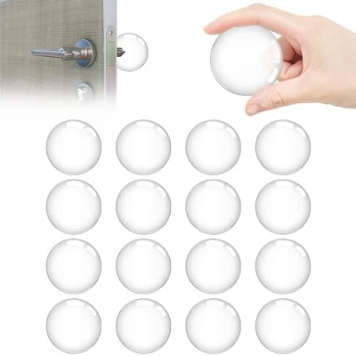 Imagen de Topes para Puertas 16 Piezas Tope Suelo de Puerta Transparente Protector Pared 40 x 8mm Paredes Goma Adhesivos Baño, Superficies Cristal,