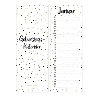Imagen de Edition Seidel calendario de cumpleaños con espiral en formato 105 x 297 mm, permanente independientemente del año (20570).
