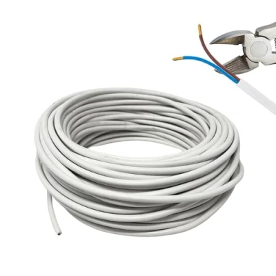 Imagen de HALOTEC 25 metros Cable electrico 2 hilos 2x0.75 H03VV F Doble aislamiento PVC Instalación corriente Blanco Manguera Redonda dos