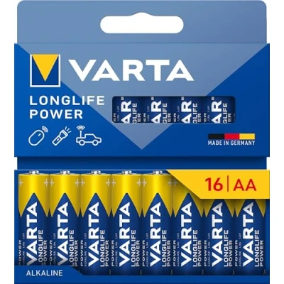 Imagen de VARTA Longlife Power Pilas alcalinas AA (16 Unidades, 1,5 V, Ideal para cámara Digital, Controlador, Monitor de presión Arterial Embalaje sin plástico)