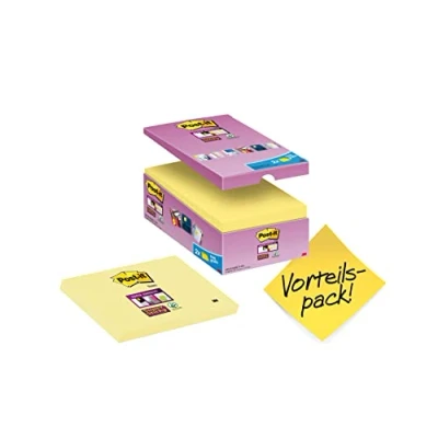 Imagen de Post it Notas Super Sticky Canary Yellow, 14 blocs + 2 GRATIS, 76 x 127 mm