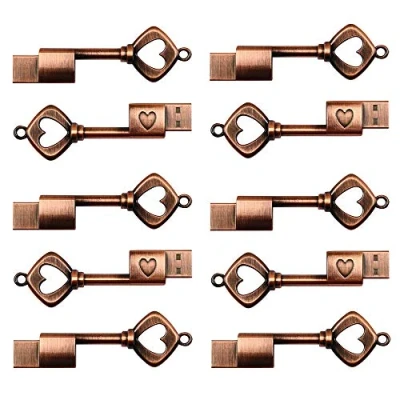 Imagen de A Plus+ 10 Piezas Memoria USB 32 GB Forma Clave Retro Pendrive Corazon Bodas