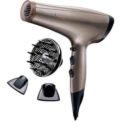 Imagen de Remington Secador de Pelo Profesional Keratin Protect, Anillo Acondicionador Queratina y Aceite Almendras, Iónico, 2200W, Motor AC, 2 Concentradores, 1 Difusor, 3 Temperaturas, Velocidades, AC8002