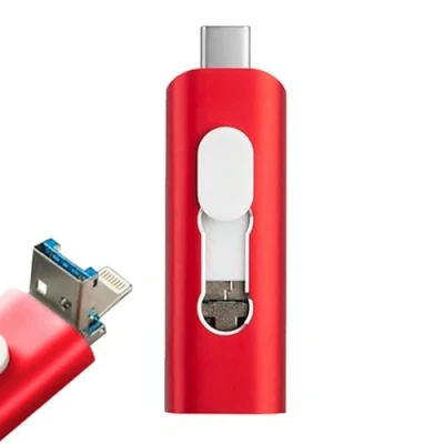 Imagen de Pen Drive USB x32 GB Cool (3 en 1) Lightning/Tipo C/USB Rojo