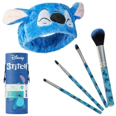 Imagen de Disney Sets de Brochas para Maquillaje Stitch Pinceles con Estuche Viaje Regalos Lilo y Mujer (Azul)