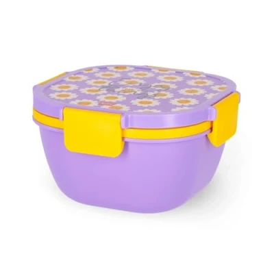 Imagen de Legami fiambrera para el almuerzo, fiambrera, 1 tenedor y porta condimentos incluidos, hermética, a prueba de fugas, capacidad 1700 ml, tema Daisy, 19 x 10,7 cm