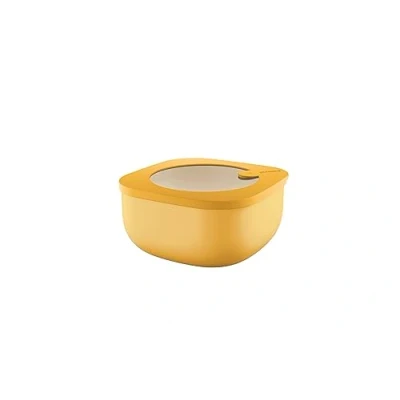 Imagen de Guzzini Kitchen Active Design, STORE&amp;MORE BIO, Recipientes Herméticos Bajos para Nevera/Congelador/Microondas (M) Amarillo Mango, 16 x16 x h7,8 cm 975 cc 170720236